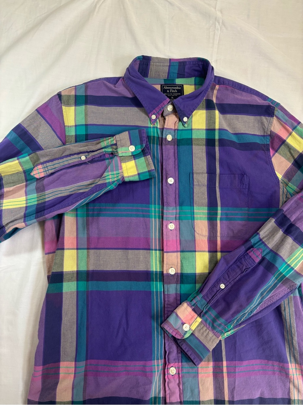 Abercrombie & Fitch Purple Plaid Button-Down Shirt Y2K